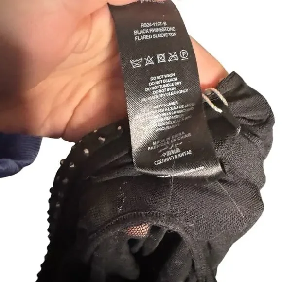 Self Portrait Mesh Rhinestone Embellished Cropped Top 0 - Picture 13 of 13